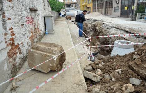 Milas'taki altyapı çalışmalarında tarihi eser kalıntılarına rastlandı!