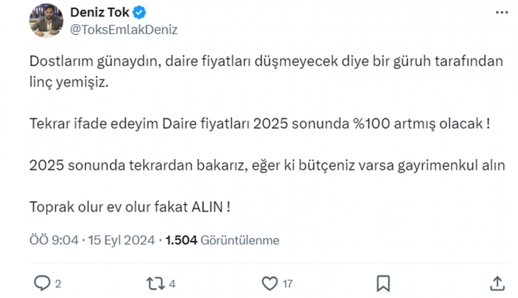Konut fiyatları yüzde 100 artacak: Uzman isim tarih verdi ve Toprak olur, ev olur ŞİMDİ ALIN dedi! 