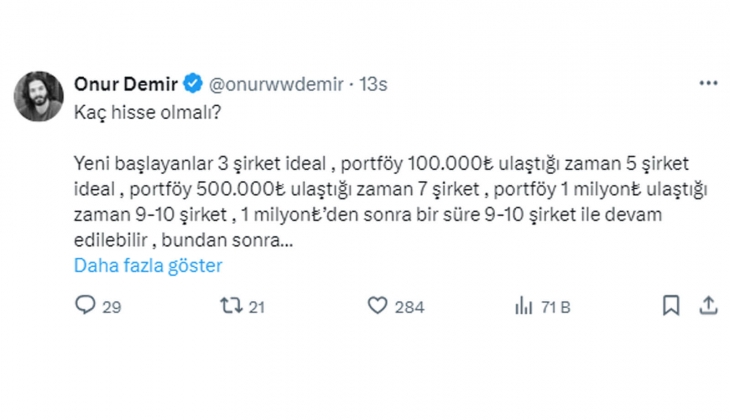 Hisse yatırımına yeni başlayanlar dikkat: Portföyünüz 100 bin, 500 bin, 1 milyon TL olduğunda kaç hisseniz olmalı? 