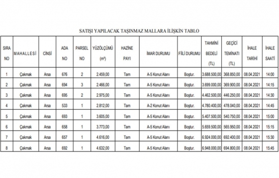 Denizli de 41.5 milyon TL ye satılık 8 gayrimenkul!