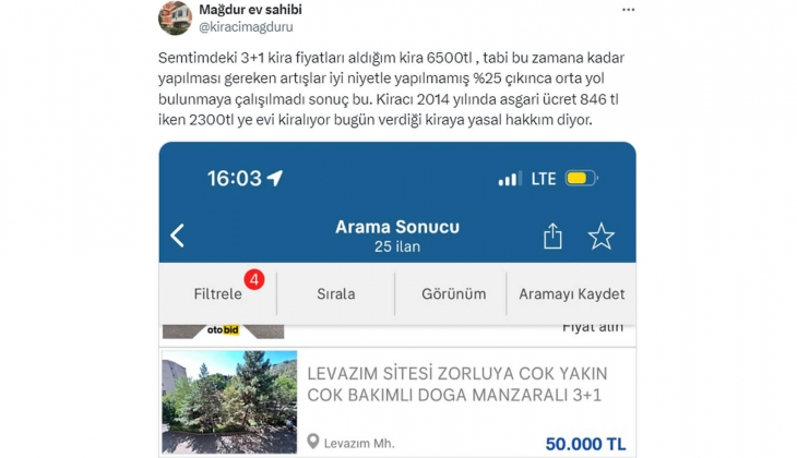 Nisan dan önce kira artışlarının yıllık yüzde 50 nin altına inme olasılığı düşük!