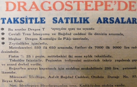 1953 yılında Dragos Tepesi'nde iki yıl taksitle satılık arsalar!