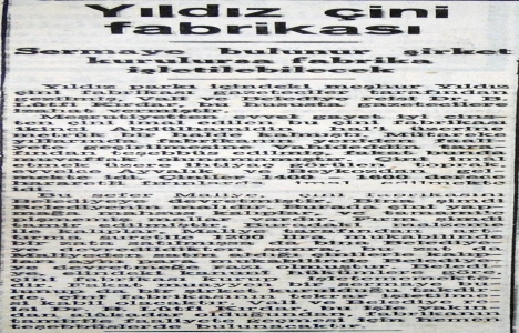1945 yılında Yıldız Çini Fabrikası işletilecekmiş!