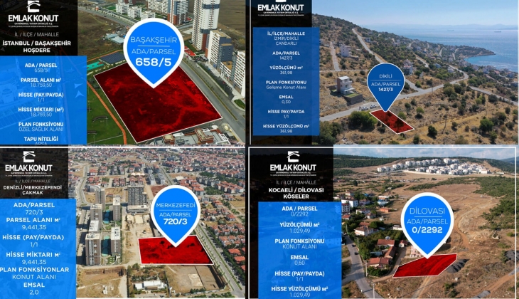 Emlak Konut GYO, İstanbul, İzmir, Kocaeli ve Denizli deki 19 arsayı satıyor! En ucuzu 2 milyon TL! 