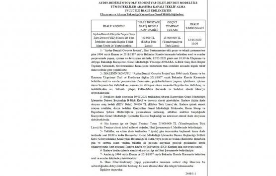 Aydın-Denizli Otoyolu projesi 8 nci kez ihaleye çıkıyor!