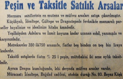 1953 yılında Marmara sahillerinin en mutena arsaları iki yıl taksitle satılacakmış!