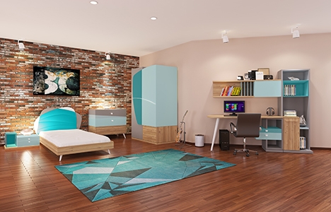 İder Lucca genç odası: Turkuazın büyüleyici rengi!