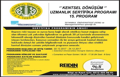 Kentsel Dönüşüm Uzmanlık Sertifika Programı 2 Aralık ta başlıyor!