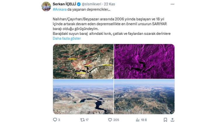 Maden Teknolojisi ve Yer Bilimleri Uzmanı Serkan İçelli den Ankara açıklaması: Bu faylarda 6.2 büyüklüğünde deprem...