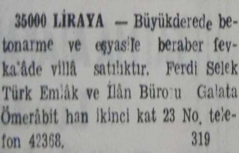 Beşiktaş Arnavutköy de deniz kenarında bir apartman 45 bin liraya satılacakmış!