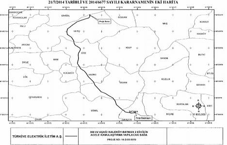 Aşağı Kaleköy-Batman 2 Enerji İletim Hattı Projesi için acele kamulaştırma kararı!