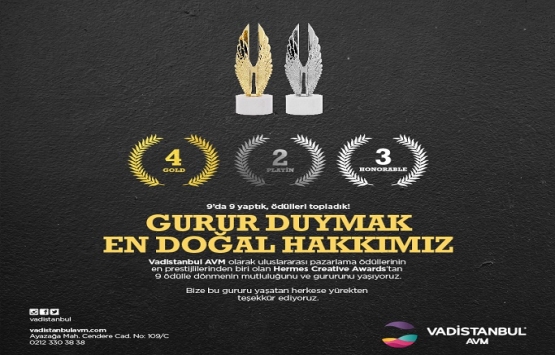 Vadistanbul AVM HERMES'ten 9 ödülle döndü!