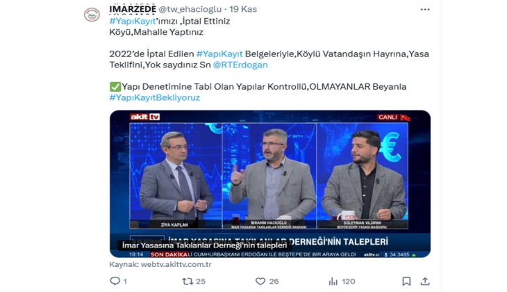 İmar Yasasına Takılanlar Derneği: İmar barışı iyi yönetilemedi, yeni yapı kayıt düzenlemesi şart!