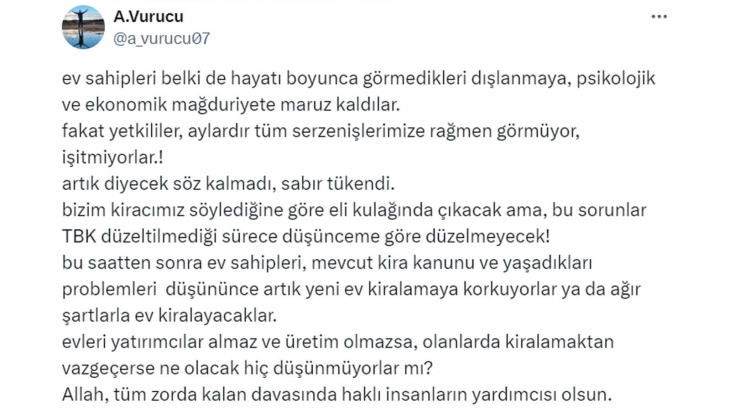 Kiracı ve ev sahibi anlaşmazlıklarında yıllar sürecek bir süreç var: TBMM adil çözüm bulmalı! 