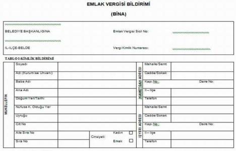 Emlak bildirim formu örneği!