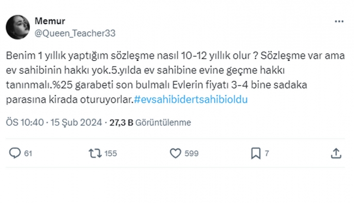 Ev sahiplerinden tahliye talebi: 5 nci yılda konut sahibi evine geçebilmeli!