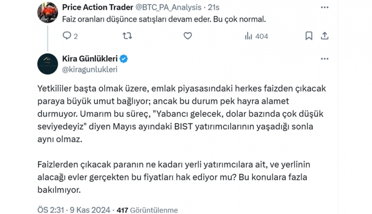 Konut fiyatlarında alıcıya göre fiyatlarda artış ve düşüş olmak zorunda!