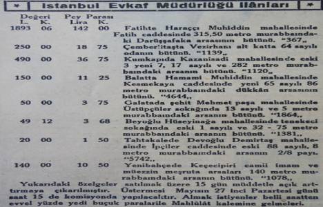 1935 yılında Fatih Caddesi'nde Darüşşafaka arsası 1.893 liraya satılacakmış!