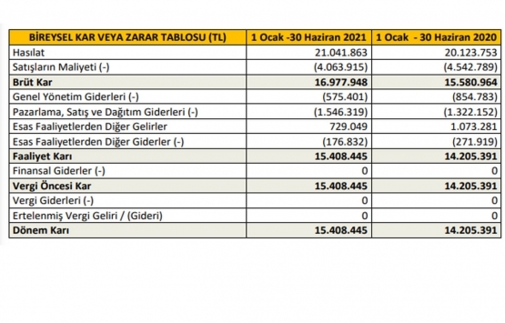 Panora GYO 2021 in ilk 6 ayında ne kadar hasılat elde etti?