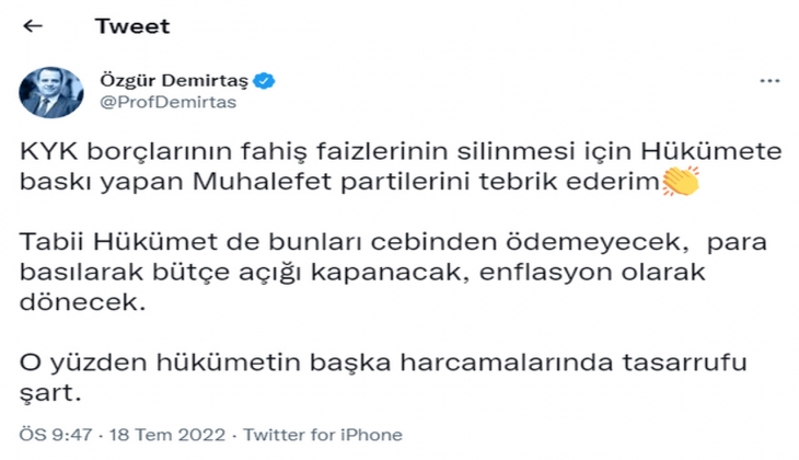 Ünlü ekonomist Özgür Demirtaş açıkladı! KYK borcu düzenlenmesi sonrası hükümet enflasyonu düşürmek için ne yapmalı