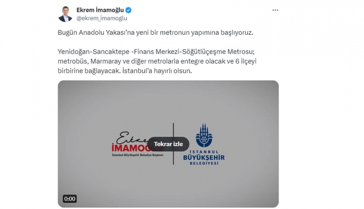 Anadolu Yakası na yeni metro müjdesi: Yenidoğan-Sancaktepe-Finans Merkezi-Söğütlüçeşme Metrosu nun yapımı bugün başlıyor