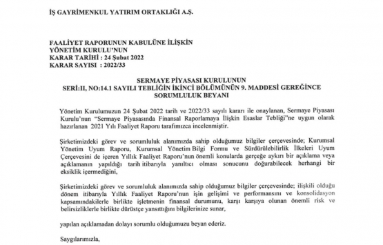 İş GYO 2021 de ne kadar hasılat elde etti?