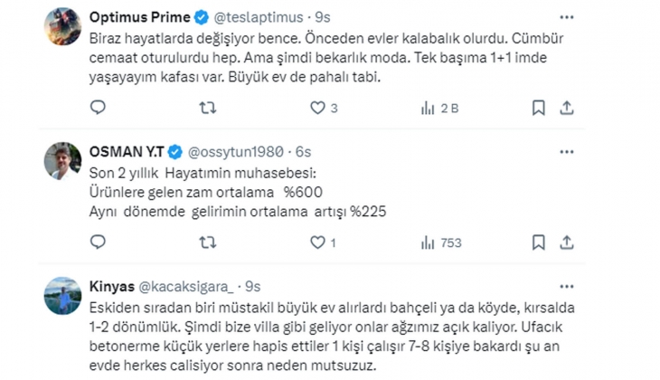 Eskiden misafir odalı 4+1 evler alınırdı, çok yakında yarım veya çeyrek ev alıyorum projeleri çoğalacak!