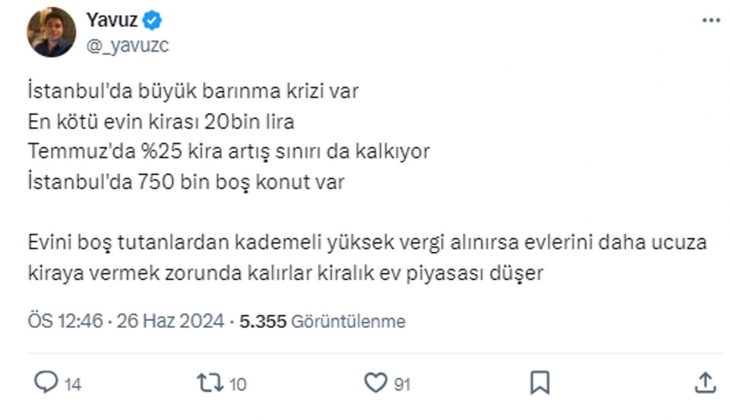 İstanbul da en kötü evin kirası 20 bin TL! Evini boş tutandan vergi alınırsa kiralık konut piyasası düşer!
