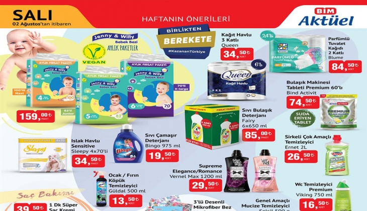 Temizlik ürünleriniz BİM 2 Ağustos Salı kataloğunda! İşte BİM 2 Ağustos Salı kataloğu!