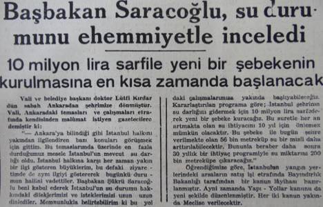 1945 yılında İstanbul'un su darlığını gidermek için 10 milyon lira sarf edilecekmiş!