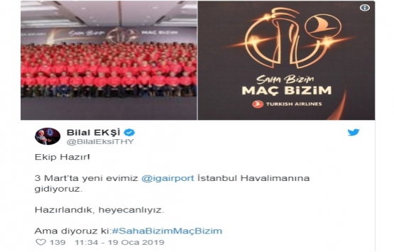 Bilal Ekşi: 3 Mart ta yeni evimiz İstanbul Havalimanı na gidiyoruz!