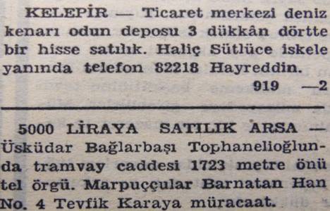 1947 yılında Ümraniye de metrekaresi 1 liraya arsa satılacakmış!