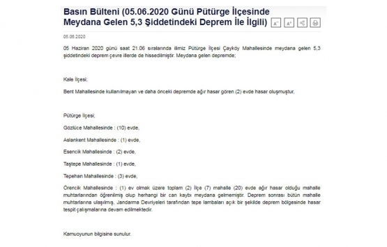 Malatya da 5.3 büyüklüğündeki depremde 20 bina hasarlandı!