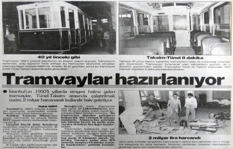 1990 yılında Tünel-Taksim arasında tramvay çalışacakmış!