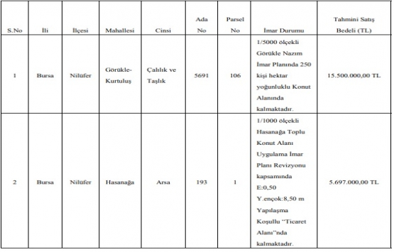 Bursa Nilüfer de 21.1 milyon TL ye satılık 2 arsa!