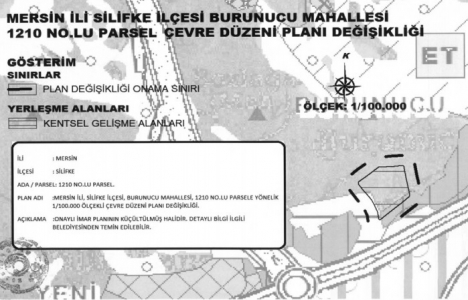 Mersin Silifke deki bir parselin imar değişikliğine onay!