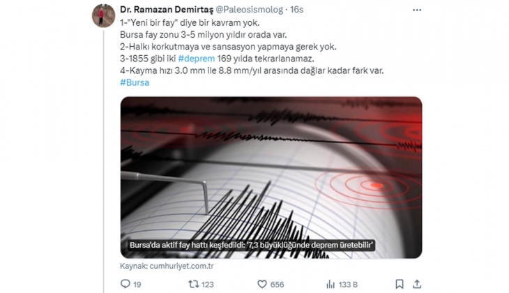 Deprem uzmanından son dakika Bursa açıklaması: Bursa fay zonu 3-5 milyon yıldır orada! 7.3 lük deprem olur mu?