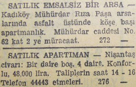 1946 yılında Nişantaşı'nda 4 daireli apartman 48 bin liraya satılacakmış!