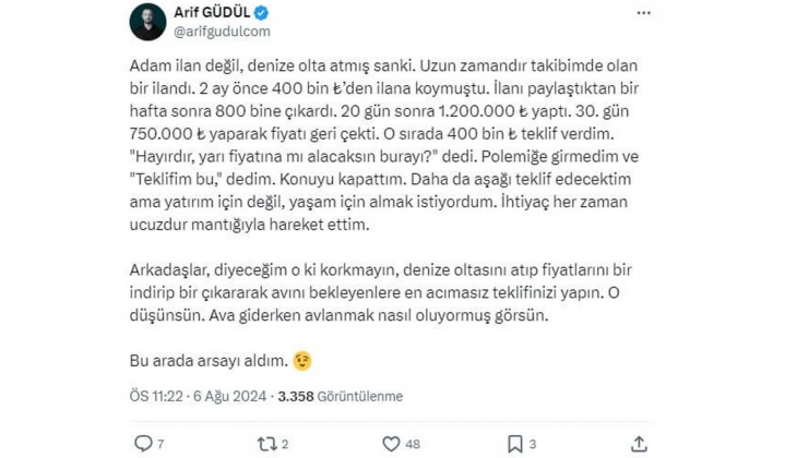 Uzmanından tavsiye: Gayrimenkul fiyatlarını bir indirip bir çıkararak avını bekleyenlere en acımasız teklifinizi yapın!