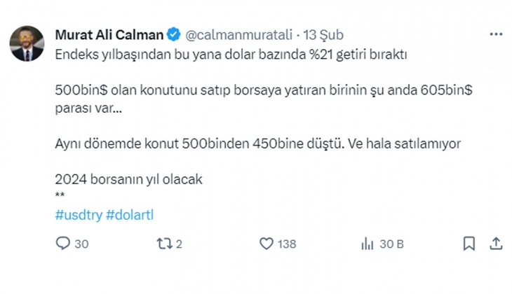500 bin TL lik konutunu satıp borsaya yatıranın şimdi 605 bin TL parası var! Bu yıl konut mu kazandırır, borsa mı?