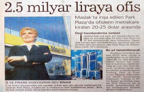1998 yılında Park Plaza da ofislerin metrekare kiraları 20-25 dolar!
