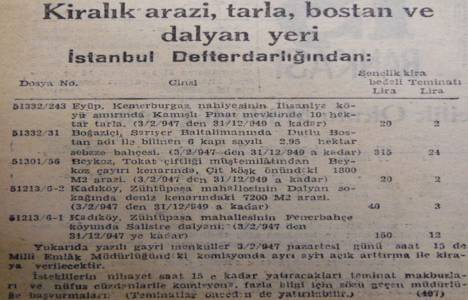 1947 yılında Kadıköy'de deniz kenarında 7.200 metrekare arazi 40 liraya kiraya verilecekmiş!