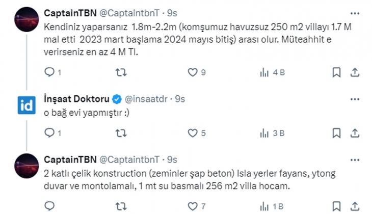 Havuzlu, iki katlı, müstakil villanın arsa hariç maliyeti ne kadar? 