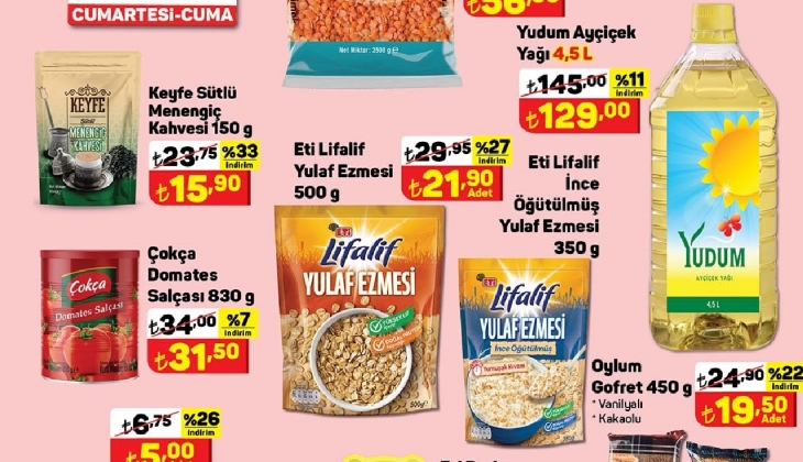 A101'de çılgın indirimler! 4 litre ayçiçek yağı 129 TL'ye, 830 gr salça 31 TL'ye düştü! A101'de yüzde 35'e varan indirim