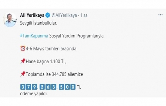 İstanbul Valisi Yerlikaya açıkladı! 344.785 aileye yardım yapıldı!