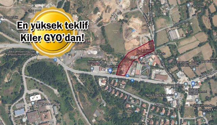 Kiler GYO'dan Eyüpsultan Belediyesi'nin Kemerburgaz Mithatpaşa'daki arsasına 227 milyon TL'lik teklif! 