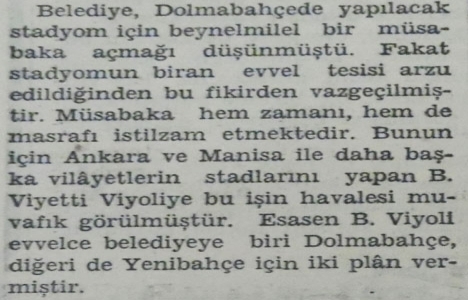 1939 yılında İnönü Stadyumu'nun planını Vietti Violi hazırlayacakmış!