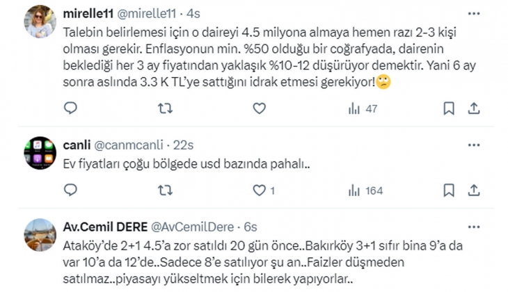 2 ay önce Ataköy de 3 milyon TL ye satılan 1+1 evin fiyatı şimdi 4.5 milyon TL! Arz artmazsa, fiyatı talep belirler!