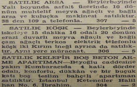 1946 yılında Bebek te 82 dönüm arazi metrekaresi 2 liradan satılacakmış!