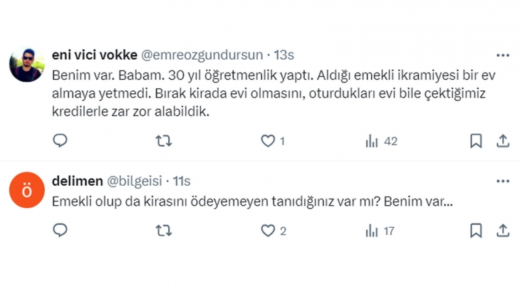 Sosyal medyada dikkat çeken soru: Emekli olup da kirada evi olmayan tanıdığınız var mı?